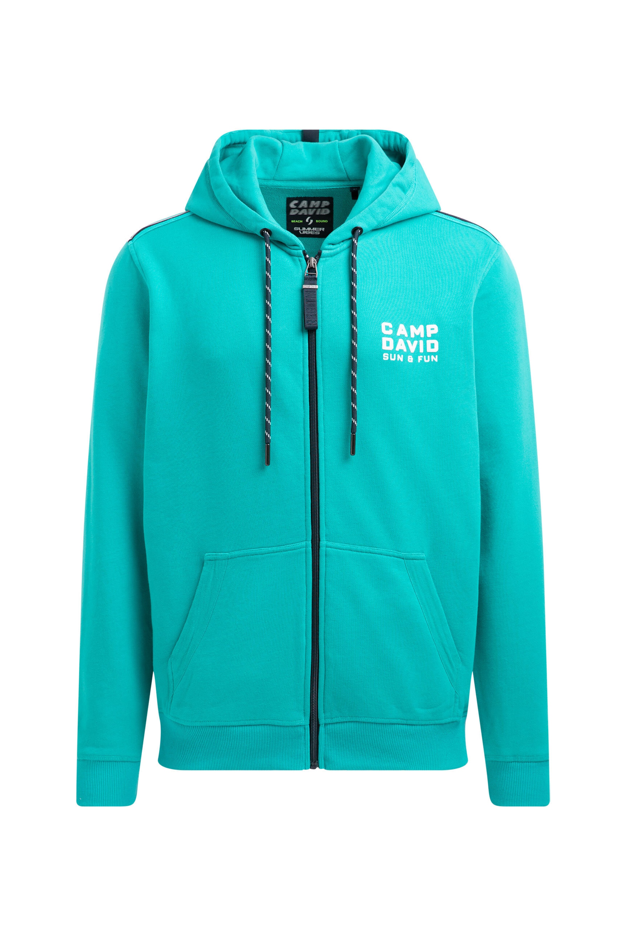 CAMP DAVID Zip-Up Hoodie in Green: front