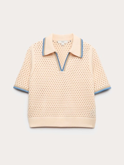 Pullover Marks & Spencer di colore beige / camoscio / blu chiaro, Visualizzazione prodotti