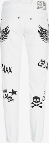 CIPO & BAXX Slimfit Jeans 'Wings & Skulls' in Weiß