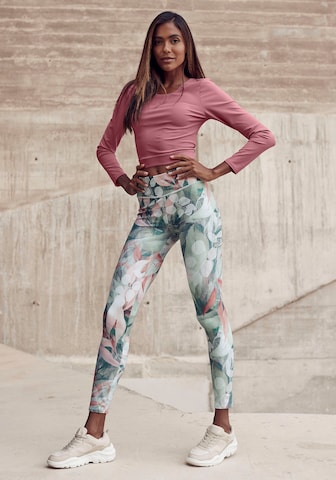 LASCANA ACTIVE Skinny Sportbroek in Groen: voorkant