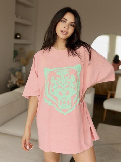 Worldclassca Oversizeshirt 'Oversize T-Shirt "Tiger"' in S-L/Wide in apricot, Produktansicht