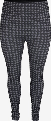 Zizzi Leggings 'Xsemi' in Zwart: voorkant