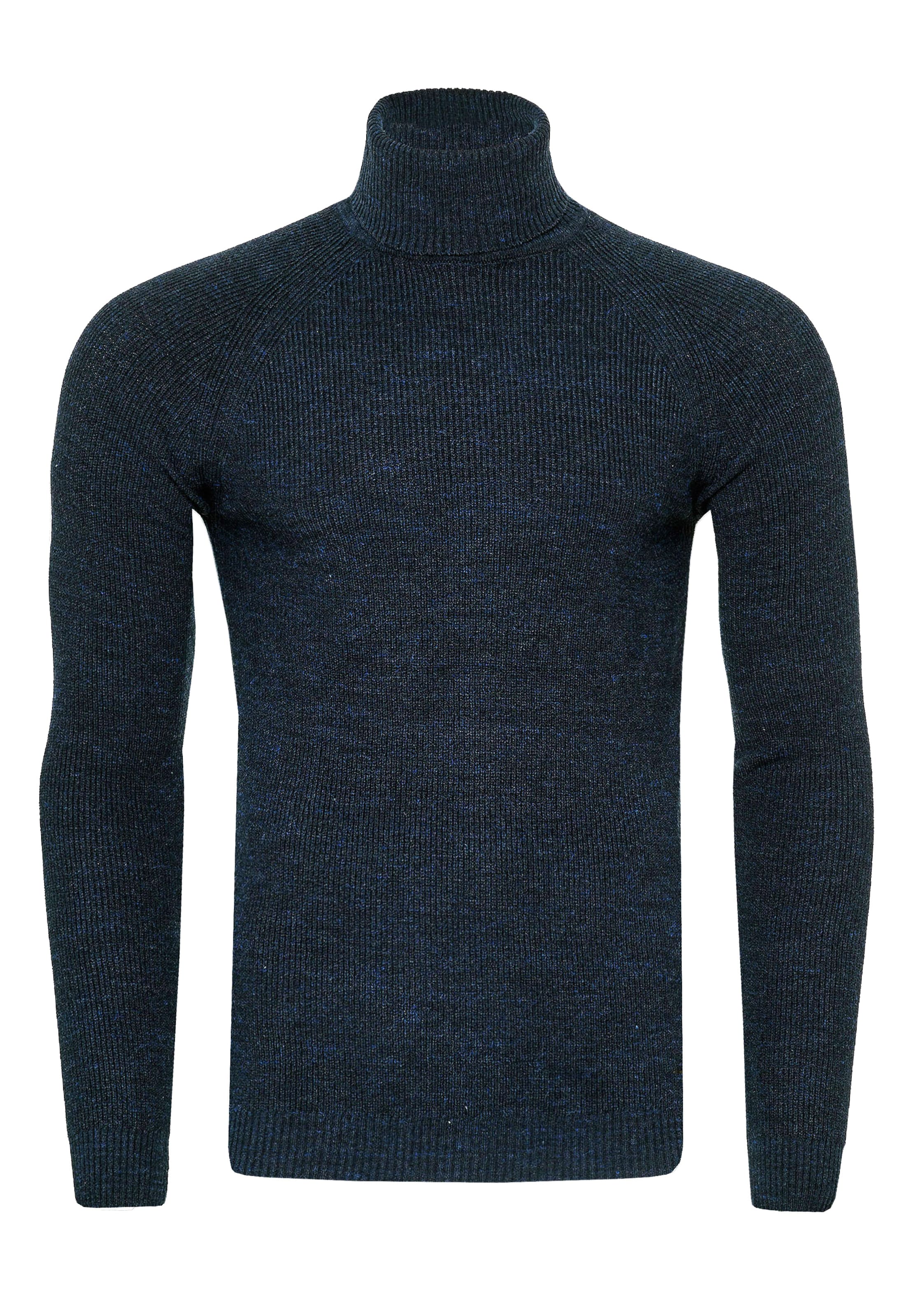 Rusty Neal Pullover mit stilvollem Rollkragen in Blau: Vorderseite