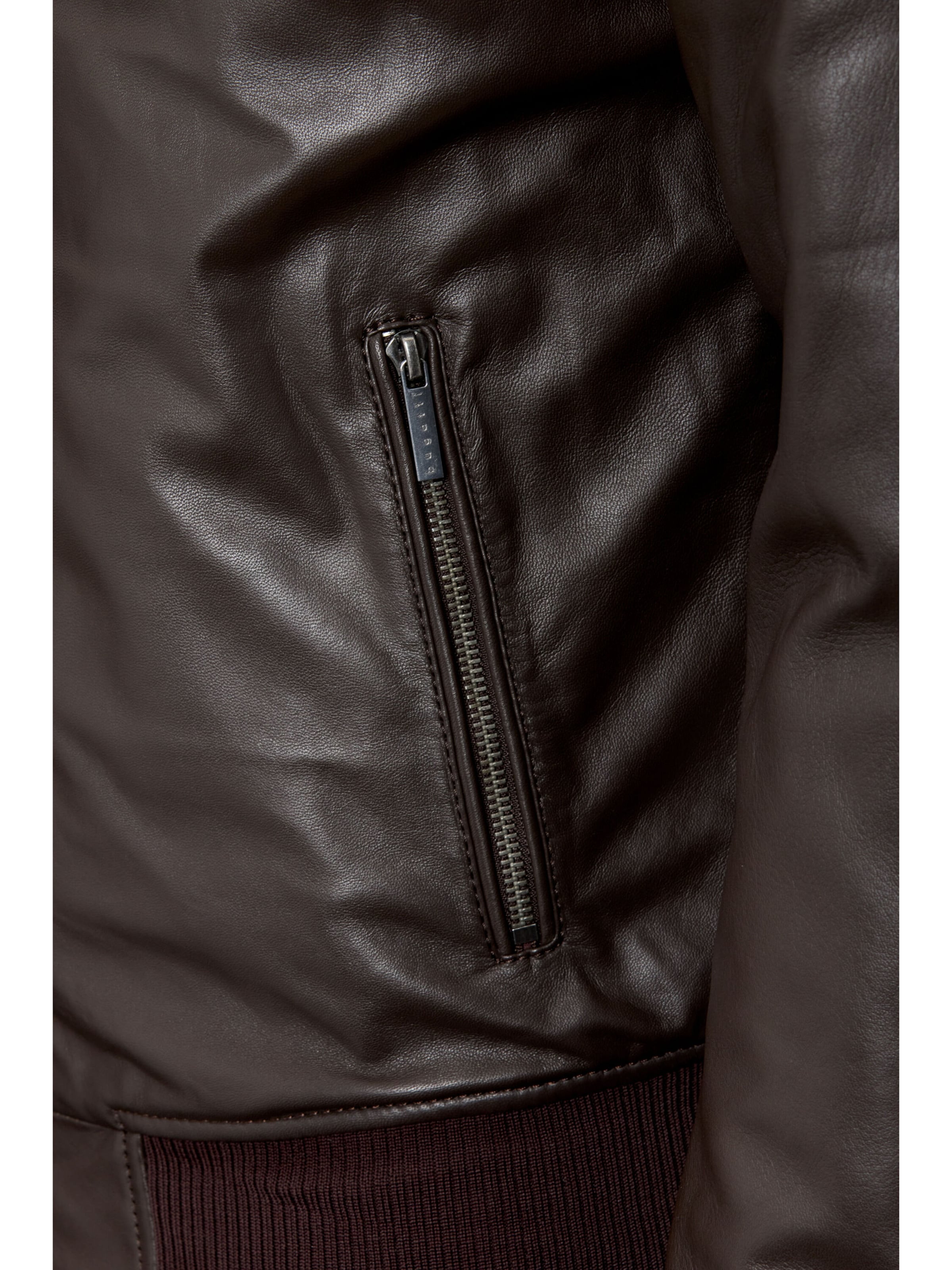 bugatti Lederjacke 'BUDANTE', seitliche Eingrifftaschen mit Reißverschluss in Braun