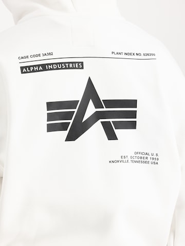 ALPHA INDUSTRIES Dressipluus 'Logo BP Hoody', värv valge