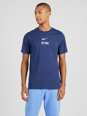 Tricou 'BIG SWOOSH' de la Nike Sportswear pe albastru: față