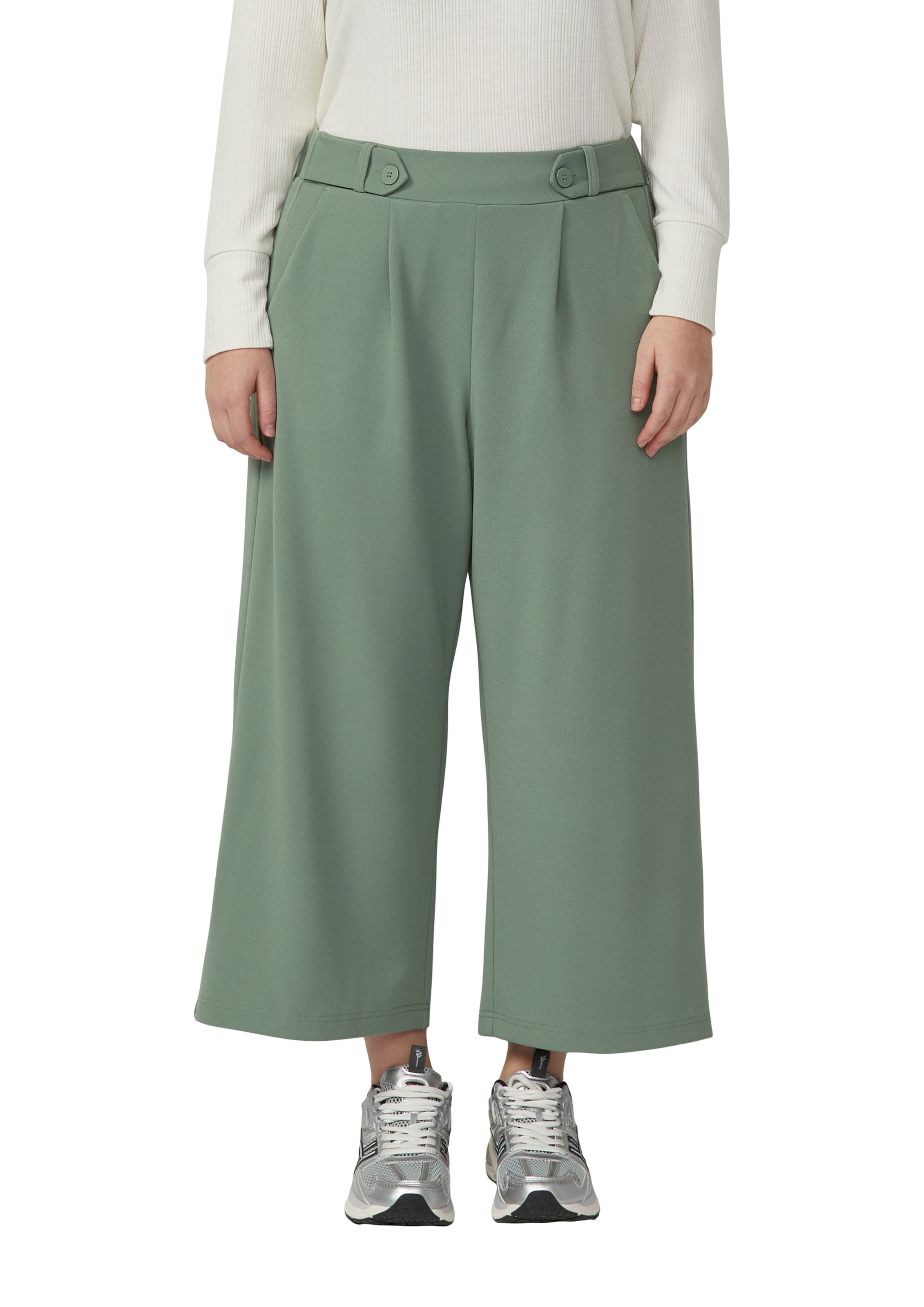 QS Wide leg Broek in Groen: voorkant