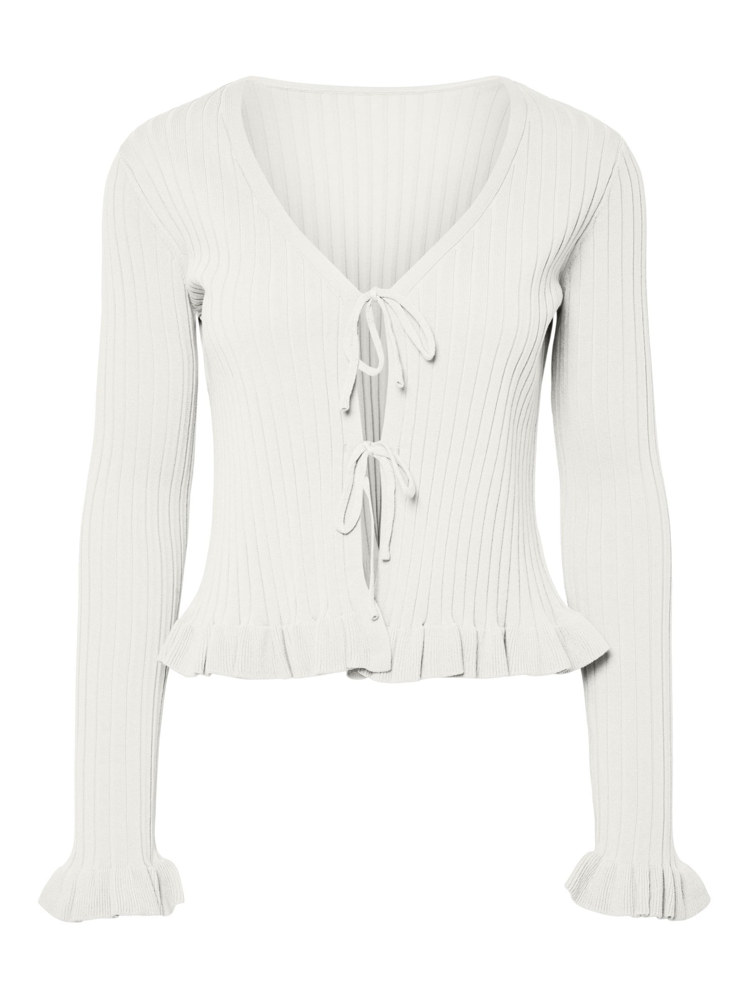 PIECES Gebreid vest 'PCRagnhild' in Wit: voorkant