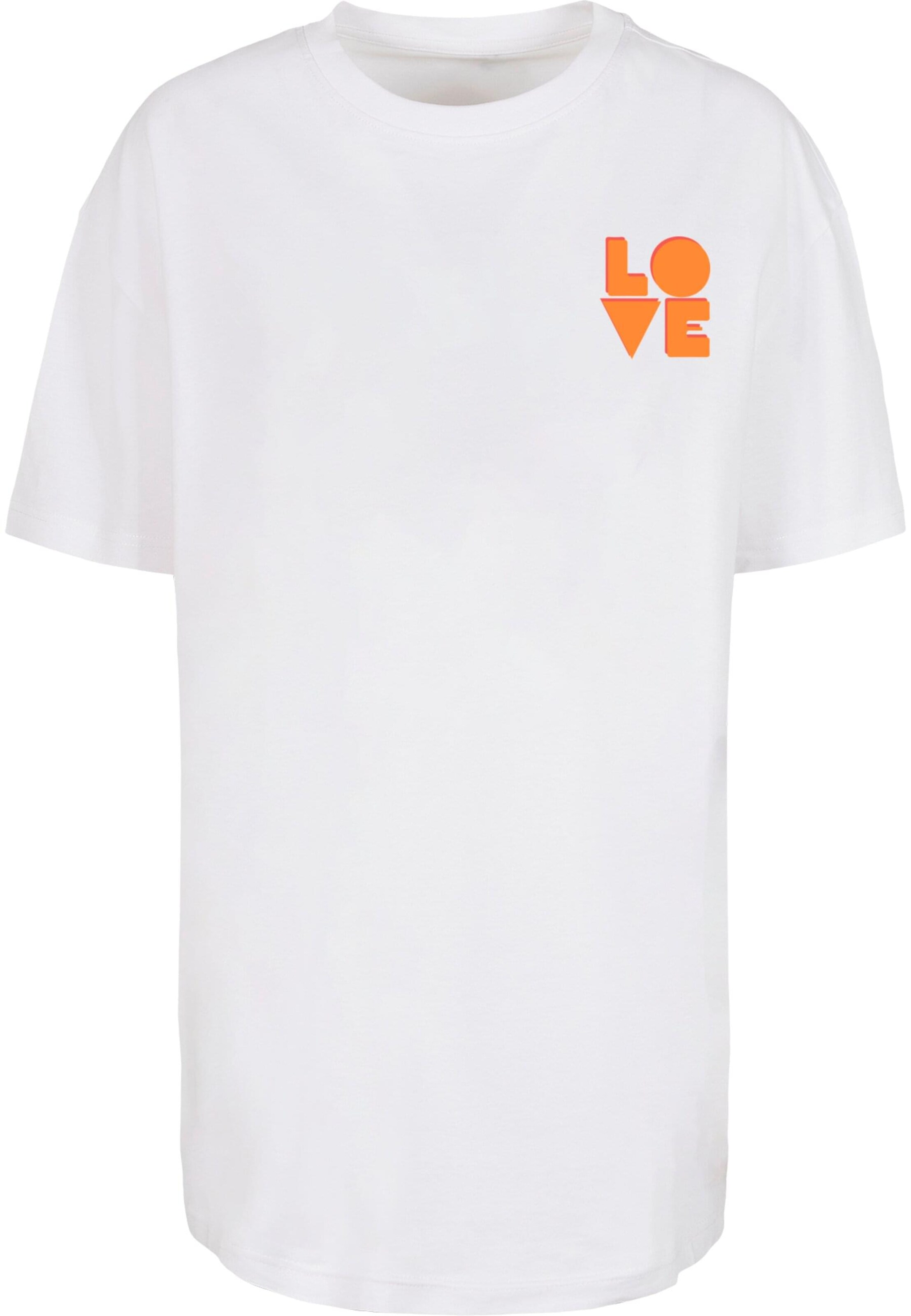 Merchcode Oversized tričko 'Hugs & Love - Love' – bílá: přední strana