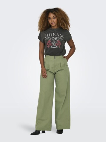 ONLY Wide leg Pleat-Front Pants in Green