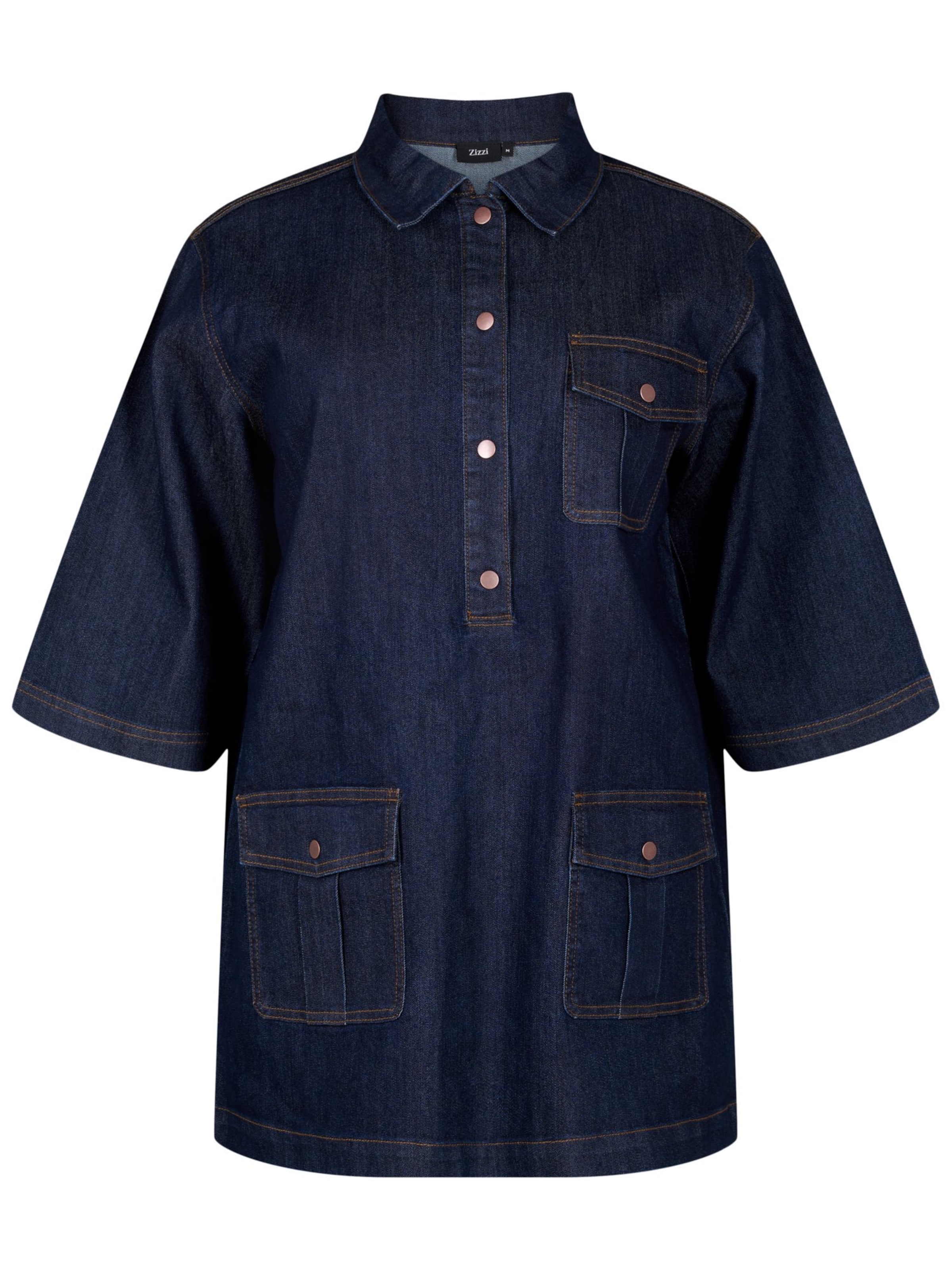 Zizzi Košilové šaty 'JELIVIA' – modrá: přední strana