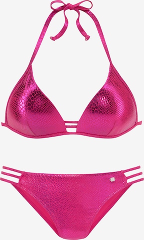 JETTE Triangle Bikini in Pink: front