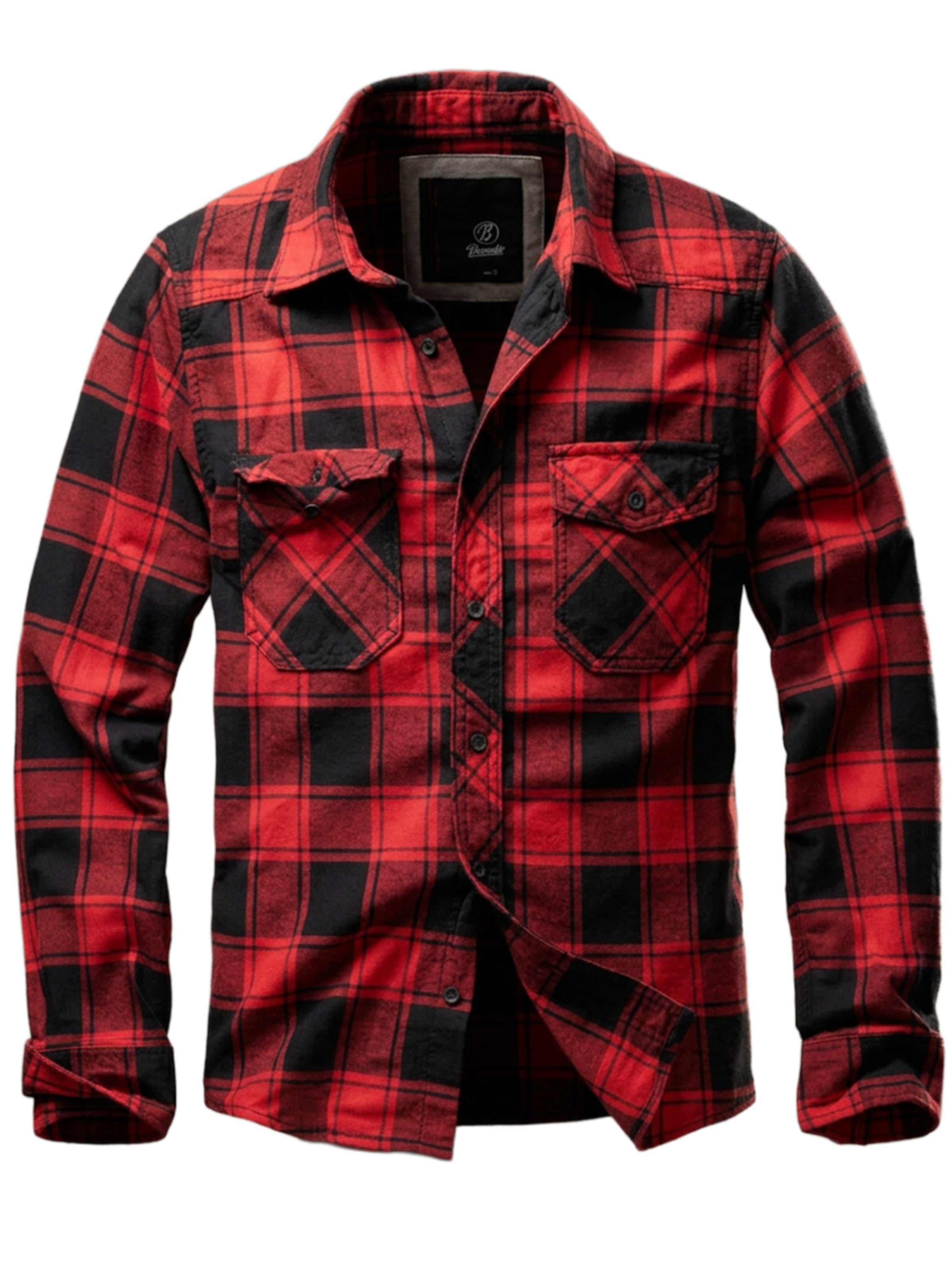 Gasoline Bandit Regular fit Button Up Shirt 'Rockabilly Never Dies' in Red: front