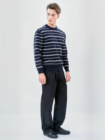 TEESHOPPEN Trui ' Striped ' in Blauw: zijkant