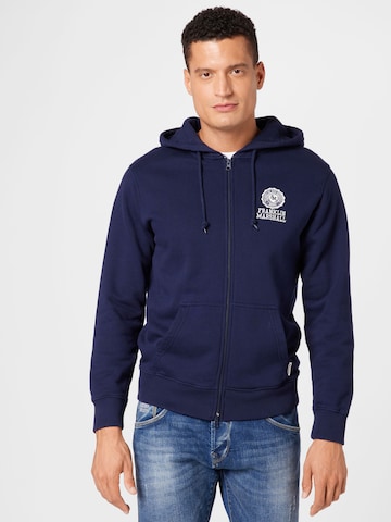 FRANKLIN & MARSHALL Zip-Up Hoodie in Blue: front