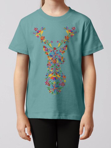 watabout.kids Shirt 'Floral Deer' in Blauw