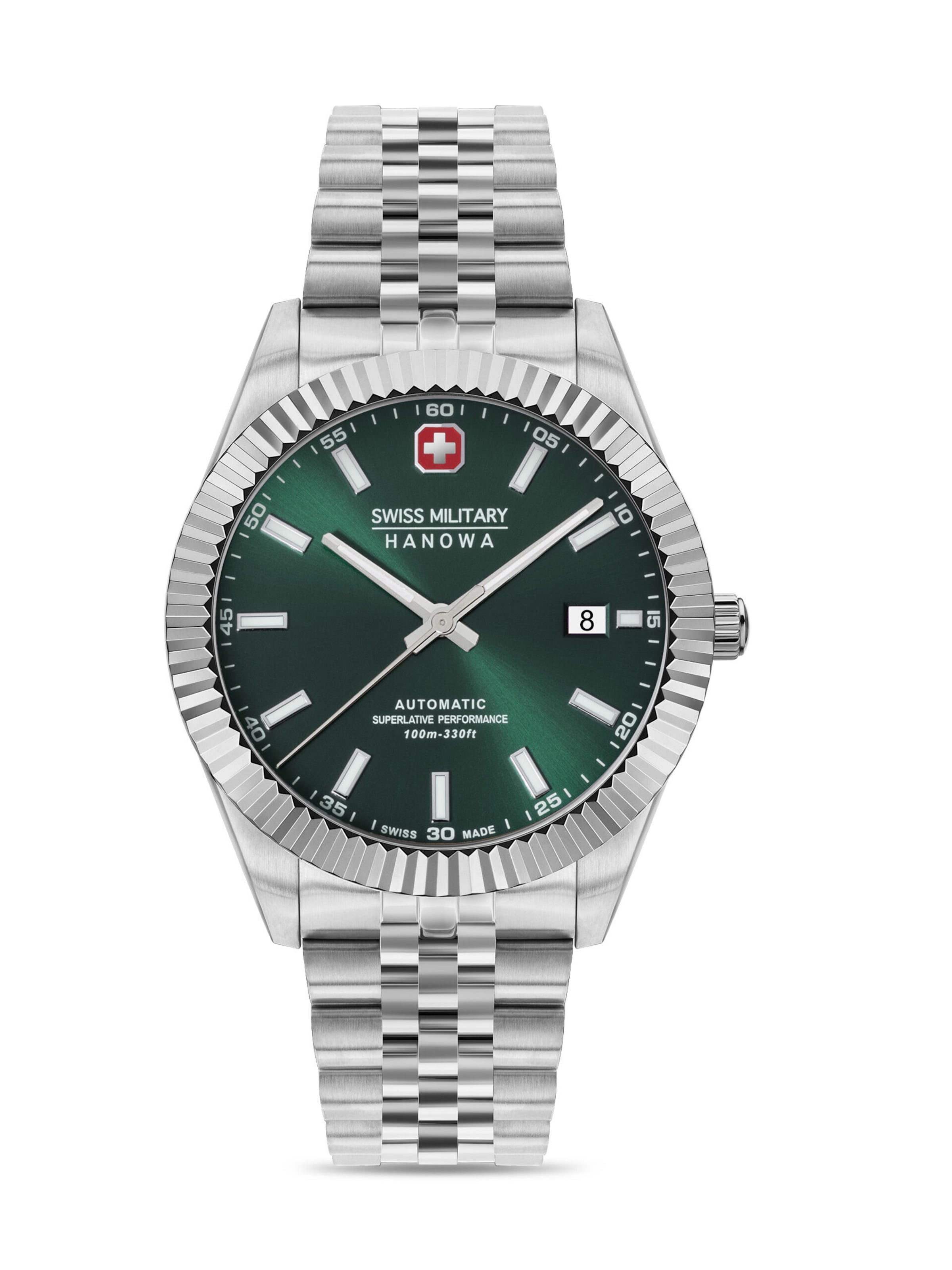 SWISS MILITARY HANOWA Analoog horloge 'Diligenter' in Zilver: voorkant