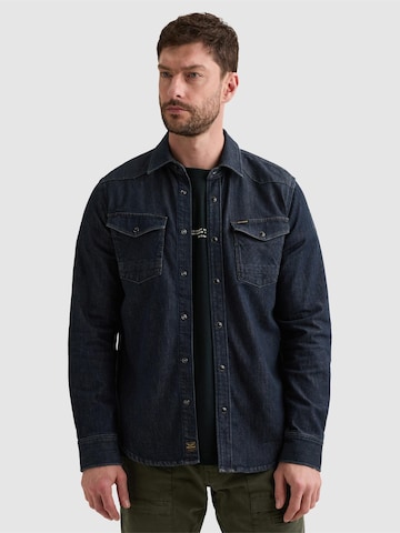 PME Legend Regular Fit Skjorte 'Denim shirt with button closure and badge' i blå: forside