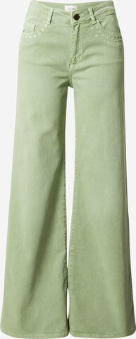 Fabienne ChapotWide Leg/ Široke nogavice Traperice - zelena boja: prednji dio
