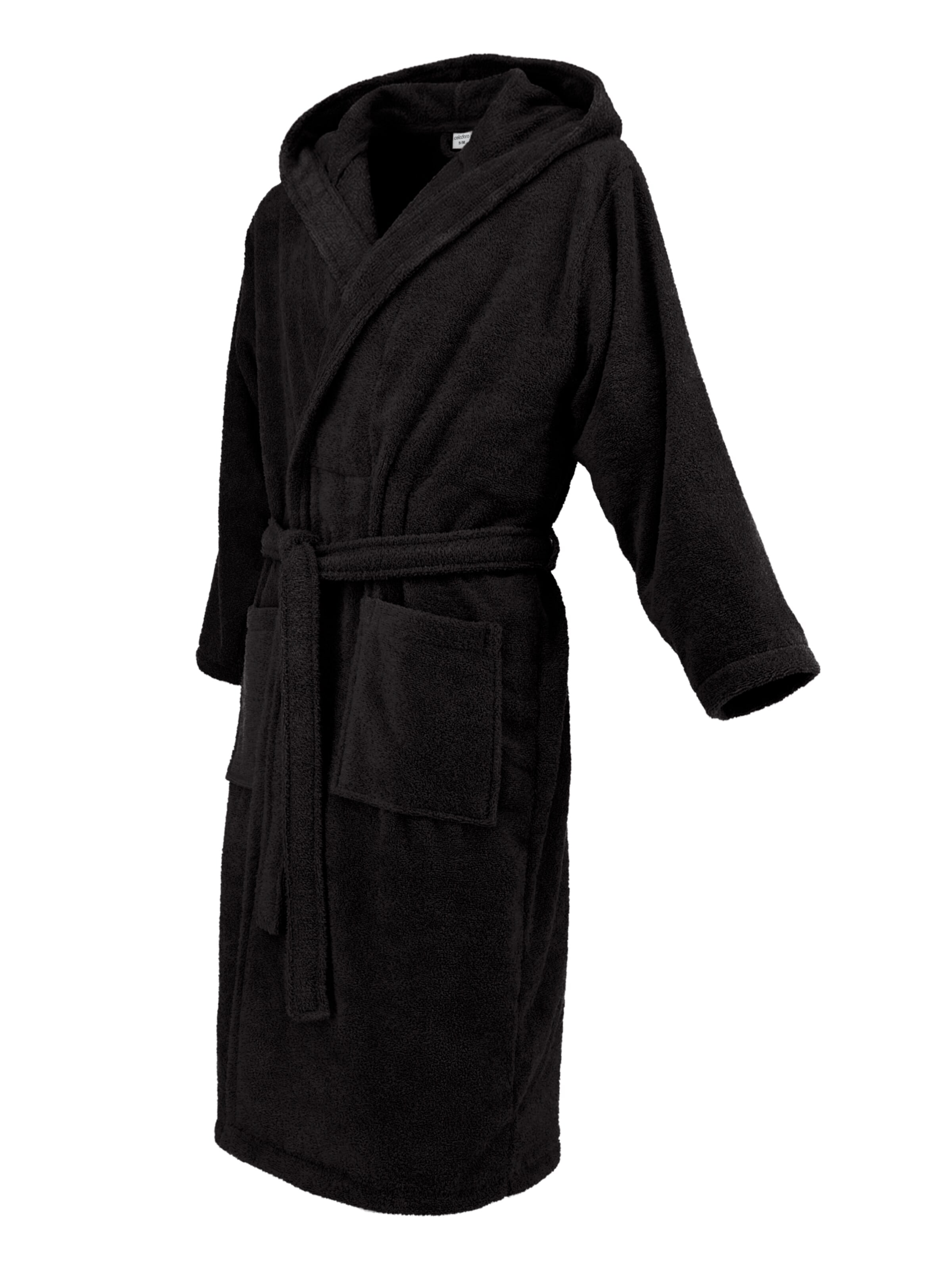 celodoro Long Bathrobe 'Home & Spa Collection' in Black: front