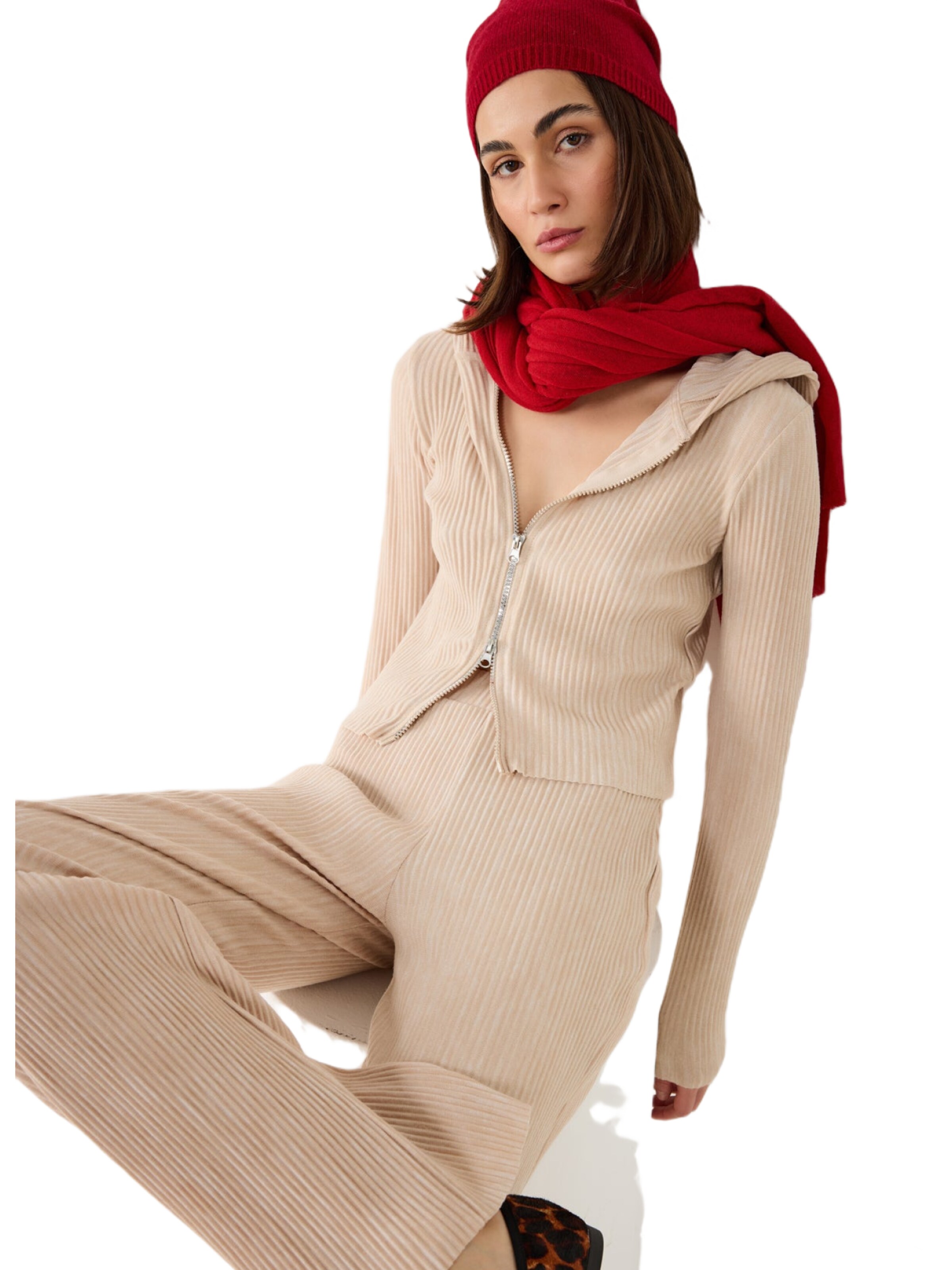 No Matter What Gebreid vest in Beige