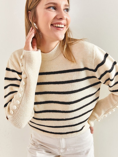 Bianco Lucci Pull-over en beige / noir, Vue avec produit