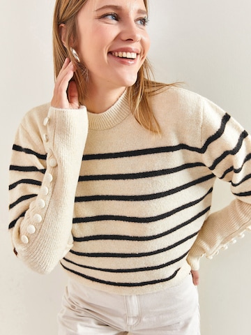 Pull-over Bianco Lucci en beige : devant