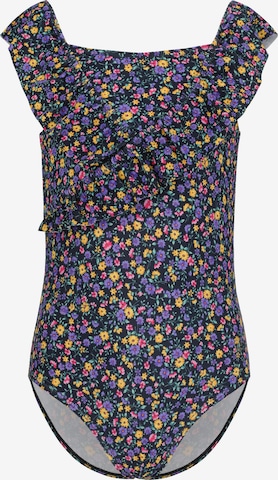 ZigZag Swimsuit 'Tropical' in Black: front