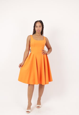Elara Cocktailjurk in Oranje: voorkant