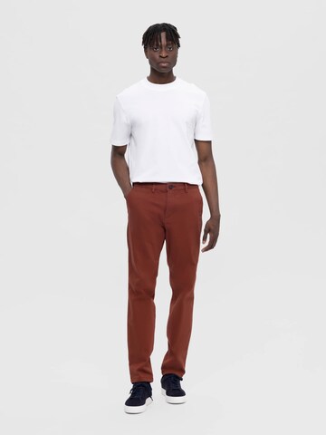 SELECTED HOMME Slimfit Chino nadrág 'Miles Flex' - barna