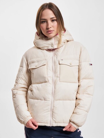 Tommy Jeans Winterjacke 'Contrast Hood' in Beige: Vorderseite