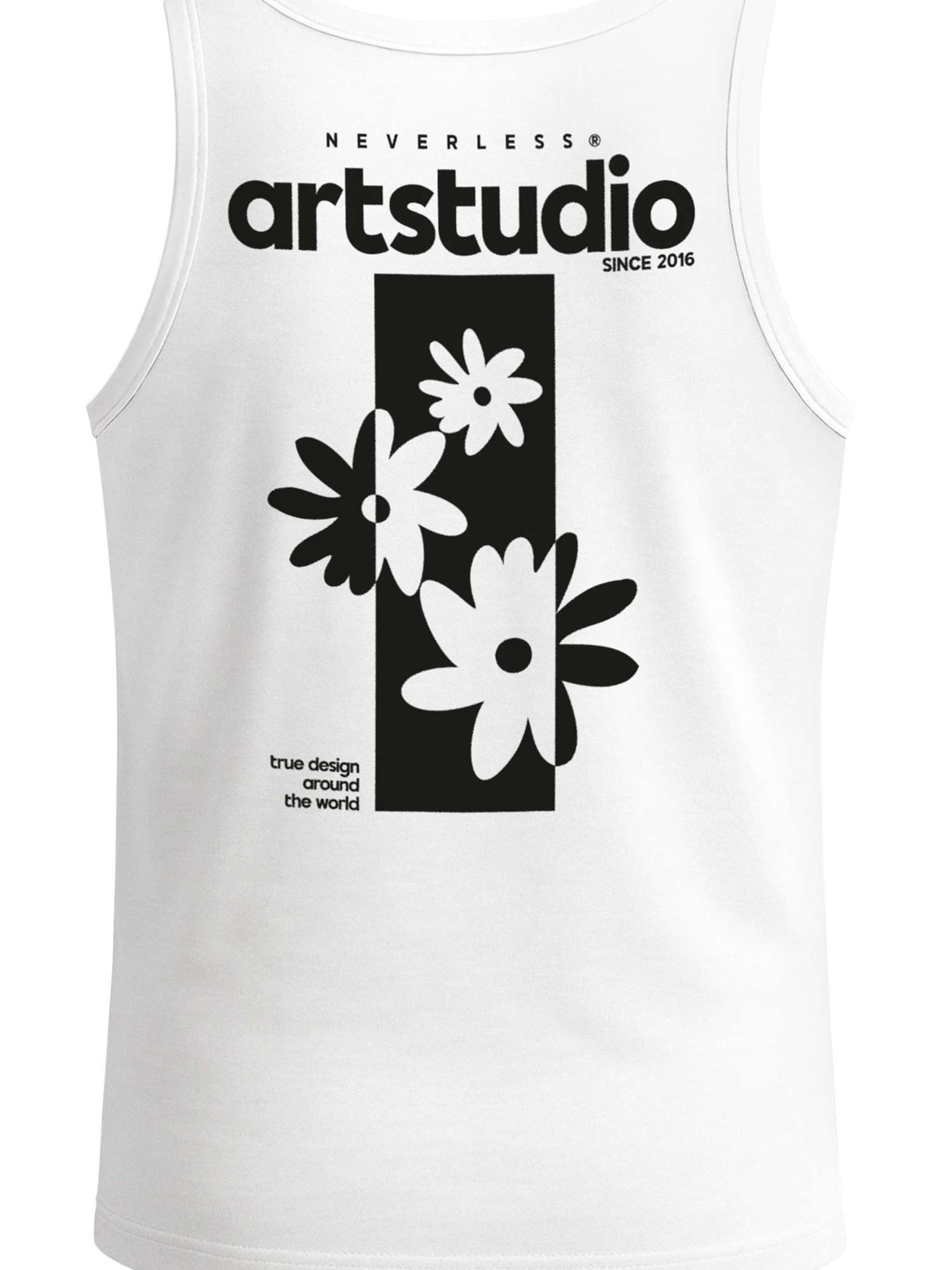 Neverless Shirt 'Artstudio Flowers'‌ in Weiß: Vorderseite
