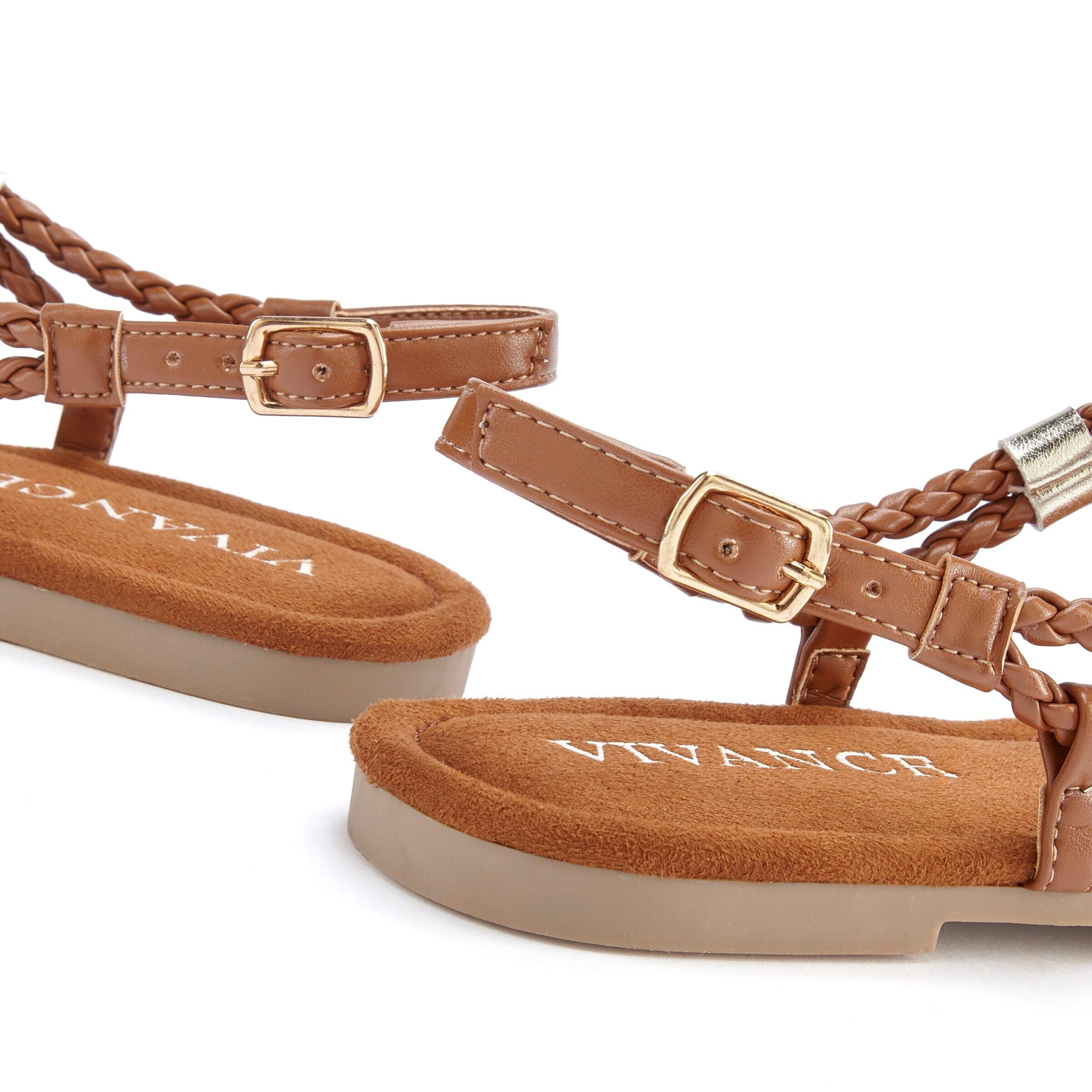 VIVANCE Босоножки через палец в Коричневый