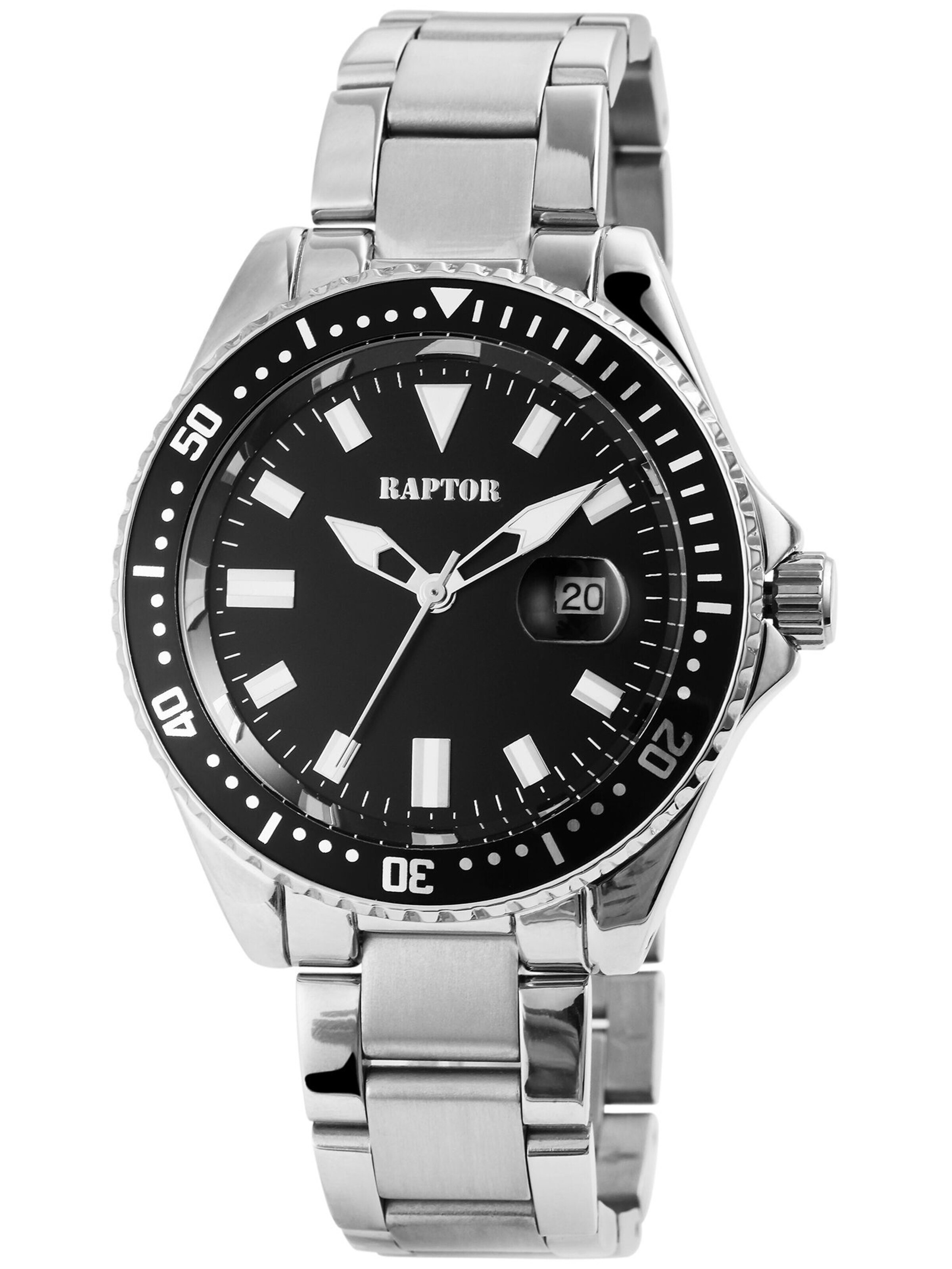 Raptor Analog Watch 'Serious, Datumsanzeige' in Silver