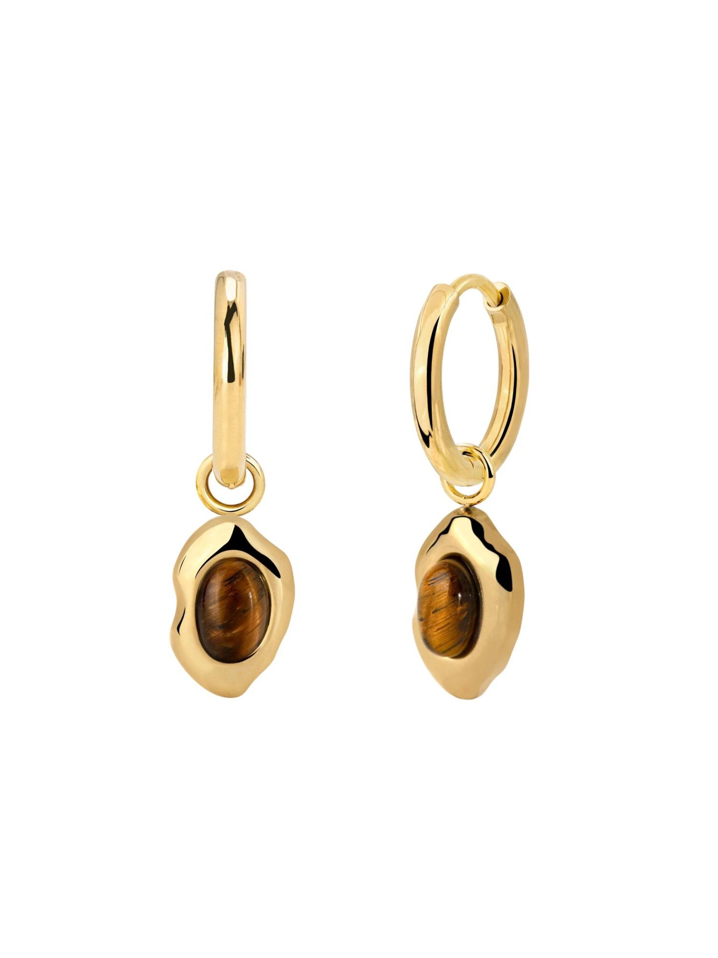 Luamaya Ohrringe 'Tiger's Eye Hoop Set Small'‌‌‌‌‌‌ in Gold: Vorderseite