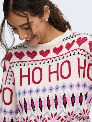 ONLY - Jersey 'ONLXmas HO' en beige