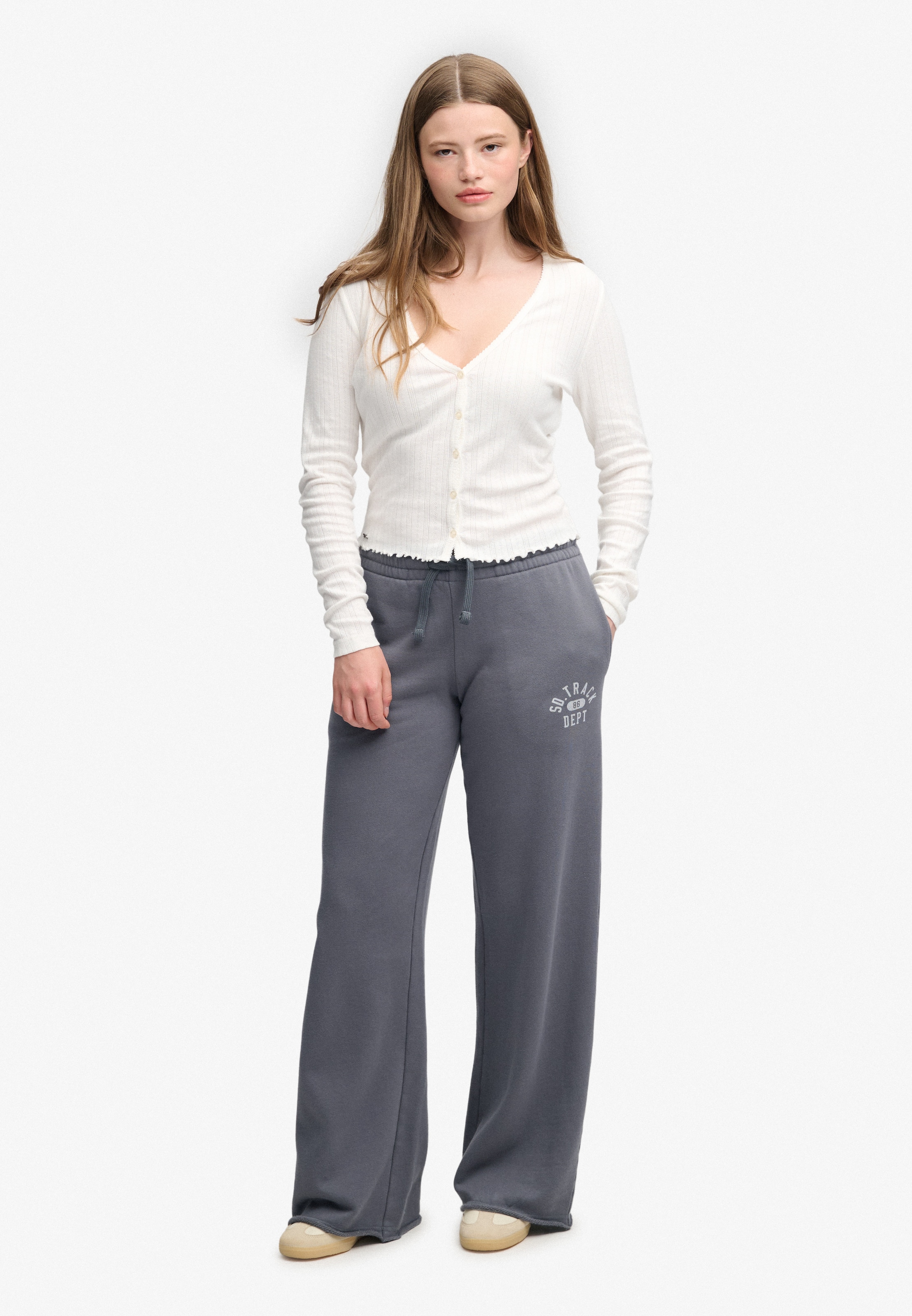 Superdry & Co Wide leg Broek in Grijs