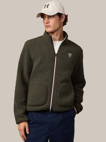 Hackett London Fleece jas 'HERITAGE BADGE' in Groen