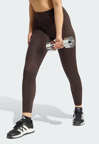 ADIDAS PERFORMANCE - Skinny Pantalón deportivo 'Optime PrimeLift' en marrón: frente