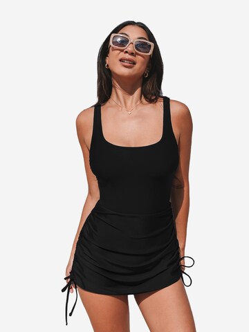 Cupshe Bralette Swimsuit Dress 'Square neckline' in Black: front