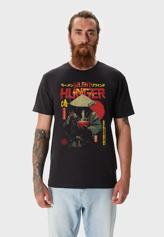 Oldskull Shirt 'Asian Monk Ramen Treet Graphic' in Black: front