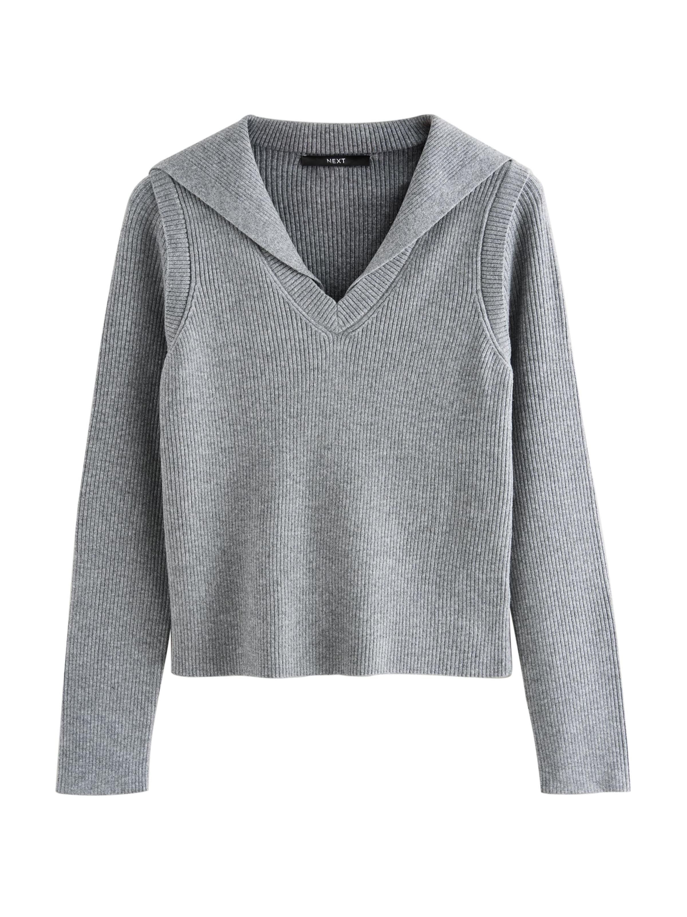 Next Пуловер в сиво: отпред