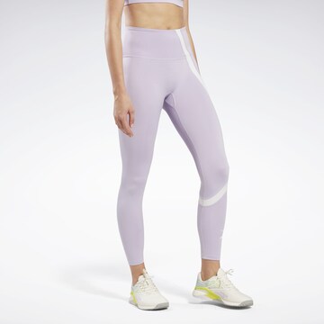 Skinny Pantalon de sport 'Vector' Reebok en violet : devant