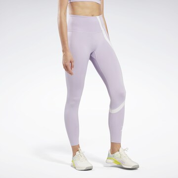 Reebok - Skinny Calças de desporto 'Vector' em roxo: frente