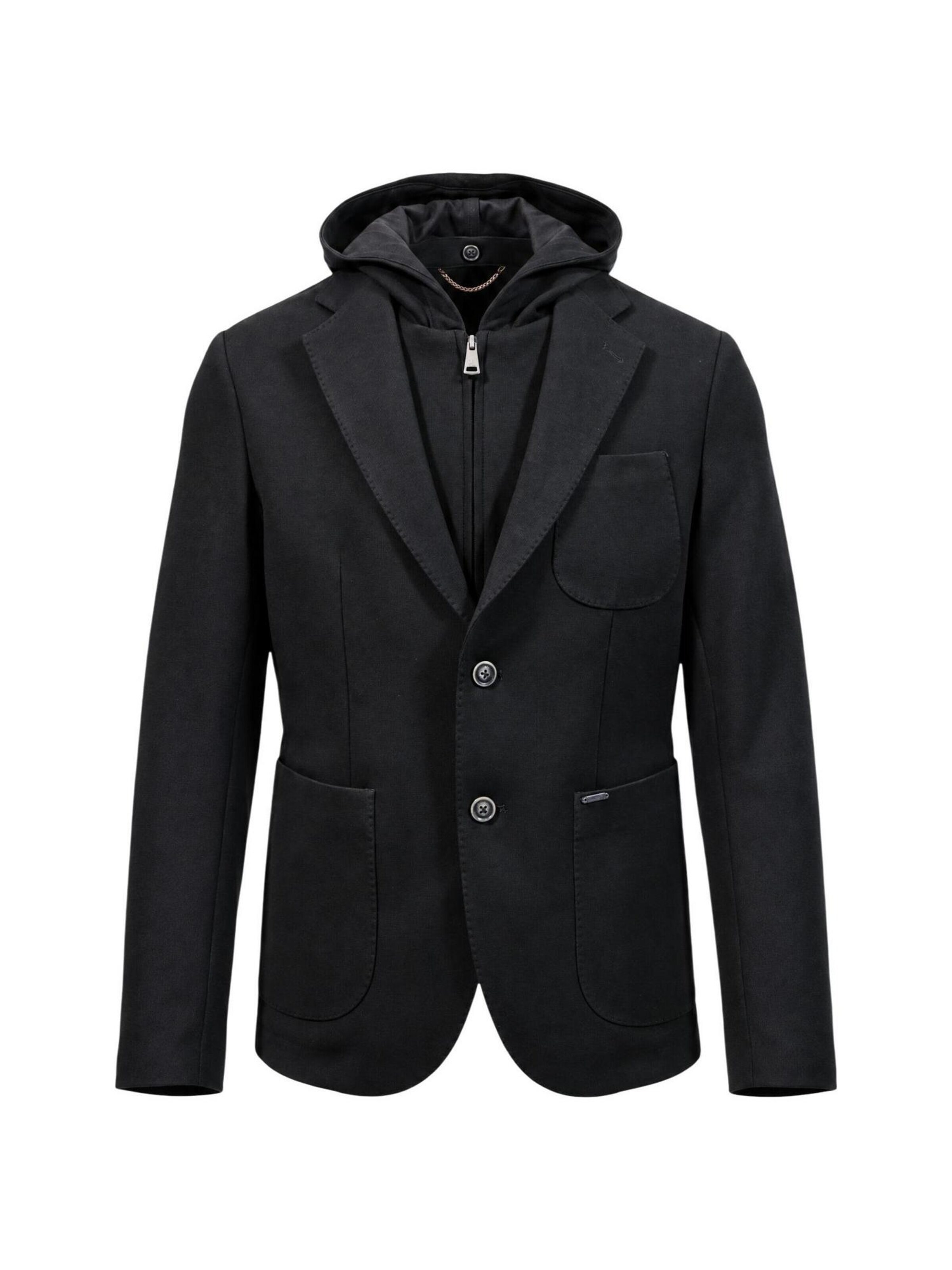 Gianni Lupo Slim Fit Sakko 'GIACCA DI MAGLIA GL3006TR-F26'‌‌ in Schwarz: Vorderseite