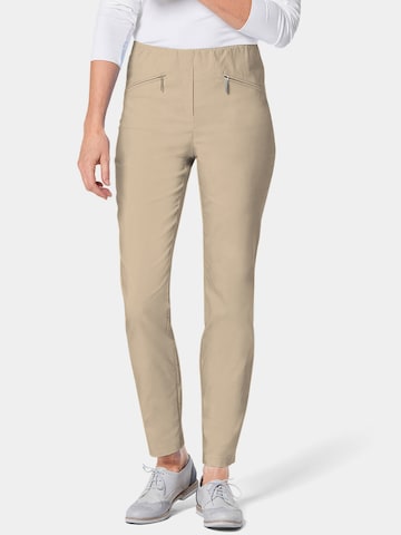 Coupe slim Pantalon 'LOUISA' Goldner en beige : devant