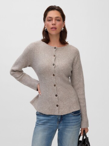 VERO MODA Knit cardigan 'VMDoffyjaquard' in Grey: front