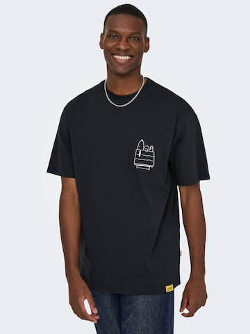 Only & Sons Tričko 'ONSPEANUTS' - Čierna: predná strana