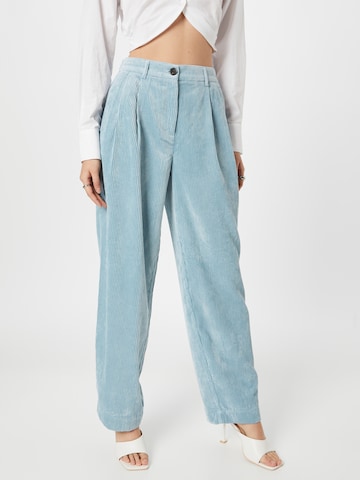 MSCH COPENHAGEN Loose fit Pleat-Front Pants in Blue: front