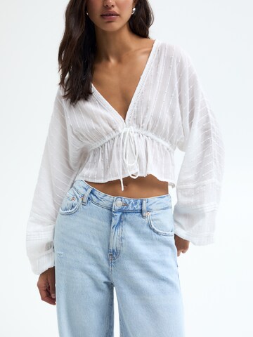 Wide Leg Jean Pull&Bear en bleu